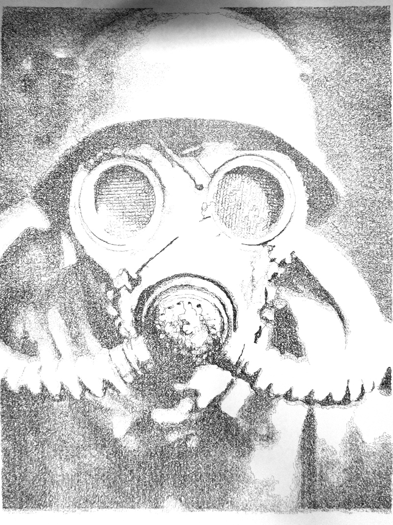 drawbot, gas mask